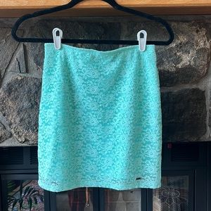 Hollister Lace Teal Mini Skirt